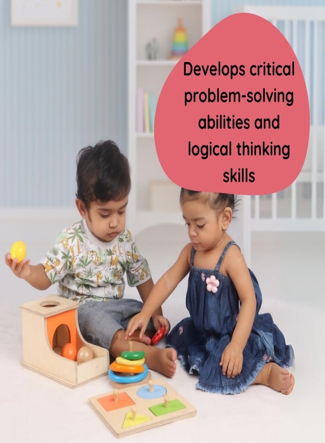 Brainytots Baby Problem Solving Kit 1 | for Babies 6 Months to 1 and 2 Years | 3 Toys - Object Permanence Box, Wooden Ring Stacker & 4-Shape Puzzle | Learning Toys for Cognitive, Motor, Tactile Skills - Image 2